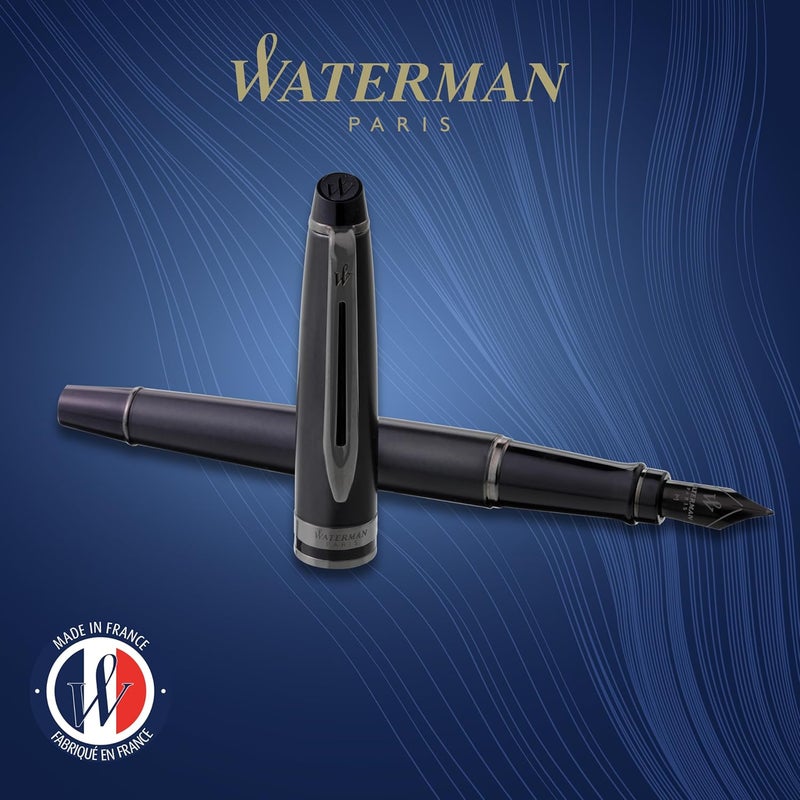 Waterman Expert Fountain Pen - Metallic Black Lacquer with Ruthenium Trim - Image 2